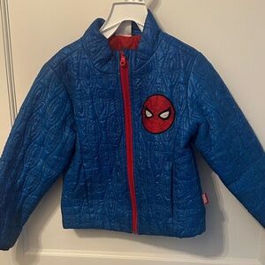 Disney Blue Quilted Jacket with Spider-Man Patch